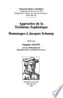 Approches de la troisième sophistique