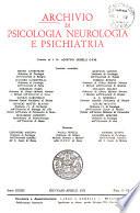 Archivio di psicologia, neurologia e psichiatria