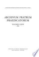 Archivum Fratrum Praedicatorum