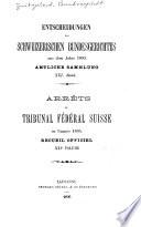 Arrêts du Tribunal fédéral suisse