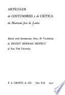 Artículos de costumbres y de crítica de Mariano José de Larra