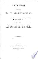 Artículos publicados en La Opinión nacional, números 2.190 y 2.206, correspondientes al 2 de setiembre y 14 de agosto de 1876