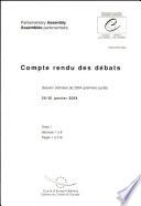 Assemblée parlementaire Compte rendu des débats Session ordinaire de 2004 (première partie), janvier 2004, Tome I