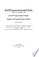 Atti del XII Congresso internazionale di filosofia, Venezia, 12-18 settembre, 1958: Logica, gnoselogia, etc