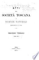 Atti della Società toscana di scienze naturali