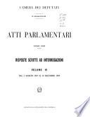 Atti parlamentari. Risposte scritte ad interrogazioni allegati ai resoconti delle sedute