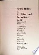 Avery Index to Architectural Periodicals. 2d Ed., Rev. and Enl