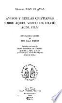 Avisos y reglas cristianas sobre aquel verso de David, Audi, filia
