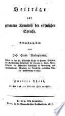 Beiträge zur genauern Kenntniss der esthnischen Sprache