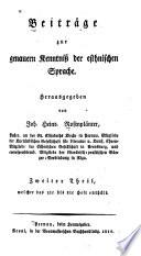 Beiträge zur genauern Kentniss der esthnischen Sprache