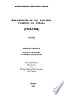 Bibliografía de los estudios clásicos en España, 1965-1984