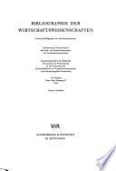 Bibliographie der Staats- un Wirtschaftswissenschaften