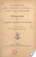 Bibliographie des langues aymará et kičua (2) 1876-1915