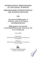 Bibliographie Internationale D'anthropologie Sociale Et Culturelle