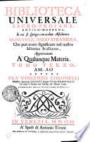 Biblioteca Universale Sacro-Profana, Antico-Moderna