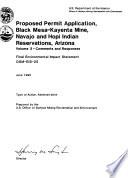 Black Mesa Kayenta Mine, Proposed Permit Application for Operation in Navajo and Hopi Indian Reservations D,F; Maps to the Draft EIS