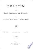 Boletín de la Real Academia de Córdoba de Ciencias, Bellas Letras y Nobles Artes