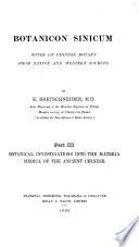 Botanicon Sinicum: Botanical investigations into the materia medica of the ancient Chinese