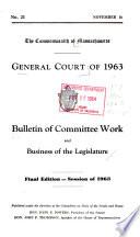 Bulletin of Committee Work and Business of the Legislature