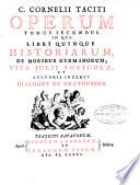 C. Cornelii Taciti Operum tomus secundus