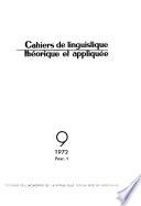 Cahiers de Linguistique Théorique Et Appliquée