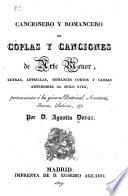 Cancionero y romancero de coplas y canciones de arte menor