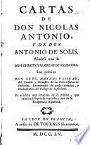 Cartas de Don Nicolas Antonio