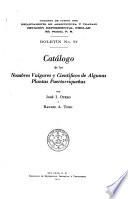 Catálogo de los nombres vulgares y científicos de algunas plantas puertorriqueñas