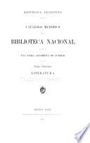 ... Catálogo metódico de la Biblioteca nacional