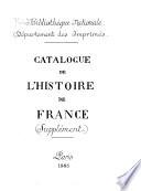 Catalogue de l'histoire de France. Supplément. 11 : Archéologie française