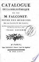 Catalogue de la bibliothèque de Feu M. Falconet