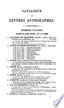 Catalogue des lettres autographes provenant du cabinet de feu M. Antoine-Augustin Renouard