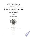 Catalogue des livres imprimés de la bibliothèque de la ville de Besançon
