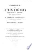 Catalogue des livres précieux manuscrits et imprimés faisant partie de la bibliothèque de M.Ambroise Firmin-Didot