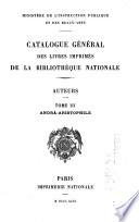Catalogue général des livres imprimés de la Bibliothèque nationale