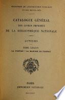 Catalogue général des livres imprimés de la Bibliothèque nationale