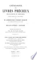 Catalogue illustré des livres précieux manuscrits et imprimés faisant partie de la bibliothèque de Ambroise Firmin-Didot