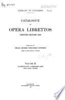 Catalogue of Opera Librettos Printed Before 1800