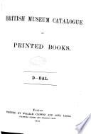 Catalogue of Printed Books in the Library of the British Museum