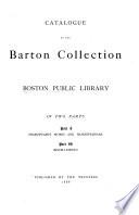 Catalogue of the Barton Collection, Boston Public Library