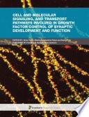 Cell and molecular signaling, and transport pathways involved in growth factor control of synaptic development and function