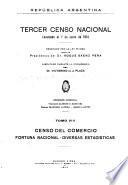 Censo del comercio. Fortuna nacional. Diversas catadistica