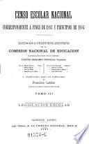 Censo escolar nacional correspondiente a fines de 1883 y principios de 1884
