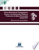 Censo Nacional de Transparencia, Acceso a la Información Pública y Protección de Datos Personales Estatal 2017. Memoria de actividades