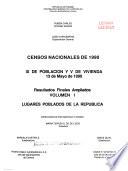 Censos nacionales de 1990: Lugares poblados de la República