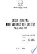 Censos nacionales, VIII de población, III de vivienda, 12 de julio de 1981, resultados de prioridad