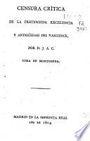 Censura crítica de la pretendida excelencia y antigüedad del vascuence