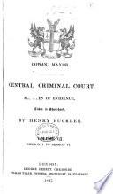 Central Criminal Court. Minutes of Evidence