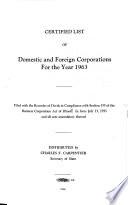 Certified List of Domestic and Foreign Corporations for the Year ...