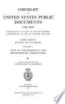 Checklist of United States Public Documents 1789-1909, Congressional